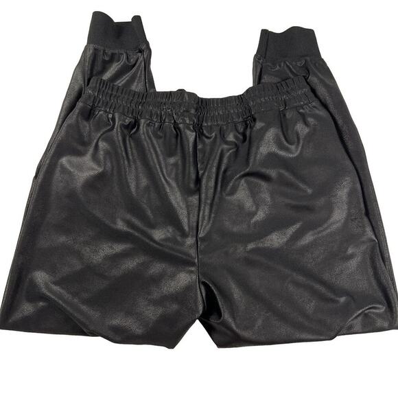 Maison d’Amelie Faux Leather Coated Jogger Pants Black Size M - Picture 5 of 11